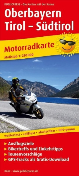 Motorradkarte Oberbayern - Tirol - Südtirol 1:250 000