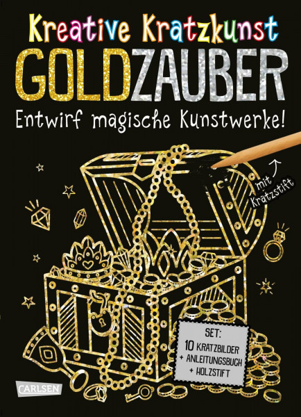 Kratzbilder für Kinder: Kreative Kratzkunst: Goldzauber: Set mit 10 Kratzbildern, Anleitungsbuch und Holzstift | Malbuch mit Kratztafeln für Kinder ... Kratz-Tafeln, Anleitungsbuch und Holzstift.)