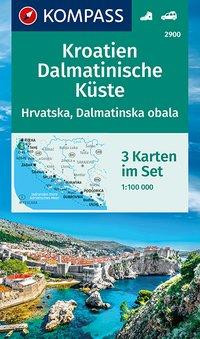 KOMPASS Wanderkarten-Set 2900 Kroatien, Dalmatinische Küste (3 Karten) 1:100.000