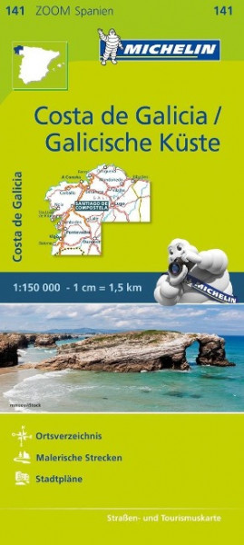 Michelin Zoomkarte Costa de Galicia / Galicische Küste 1 : 150 000