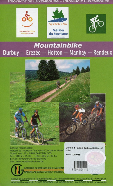 Ourthe et Aisne / Durbuy - Erezeé - Hotton - Manhay - Rendeux 1 : 50 000 mit MTB / Radrouten