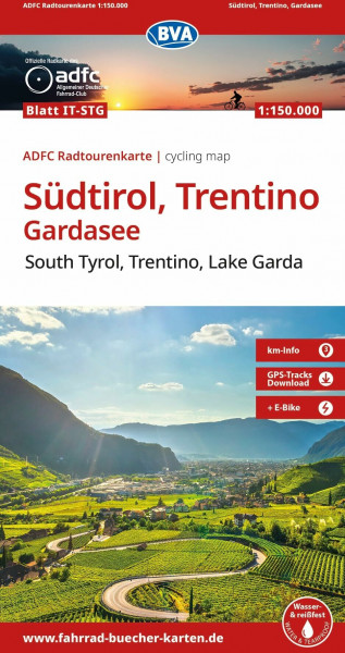 BVA ADFC Radtourenkarte Südtirol, Trentino, Gardasee 1:150.000: reiß- und wetterfest, E-Bike geeignet, GPS-Tracks Download, mit Bett+Bike Symbolen, ... Innsbruck bis Verona. Mit Via Claudia Augusta