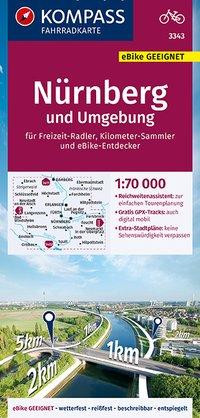 KOMPASS Fahrradkarte 3343 Nürnberg und Umgebung 1:70.000