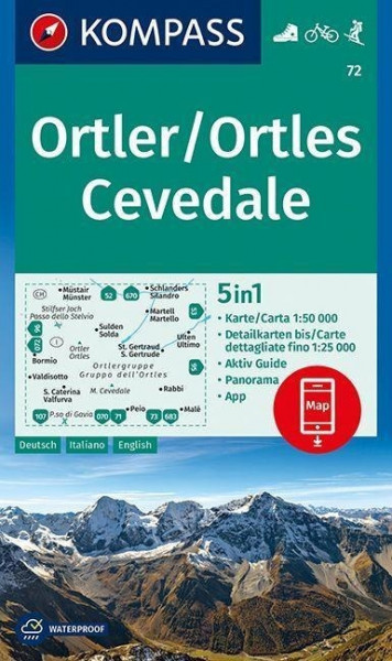 KOMPASS Wanderkarte Ortler/Ortles, Cevedale 1:50 000