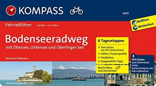 KOMPASS Fahrradführer Bodenseeradweg mit Obersee, Untersee und Überlinger See: Fahrradführer mit 6 Tagesetappen, GPX-Daten zum Download und Routenkarten im optimalen Maßstab.