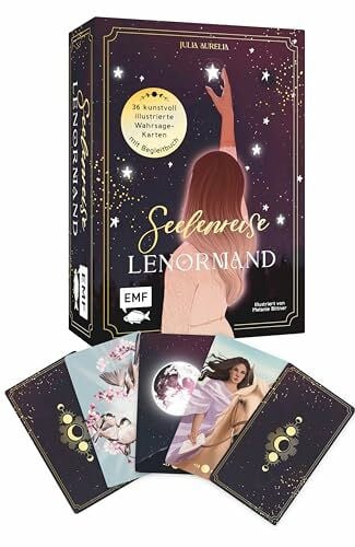 Lenormand-Kartenset: Seelenreise Lenormand: 36 kunstvoll illustrierte Wahrsage-Karten mit Begleitbuch | Edle Box mit Magnetverschluss und Goldfolie