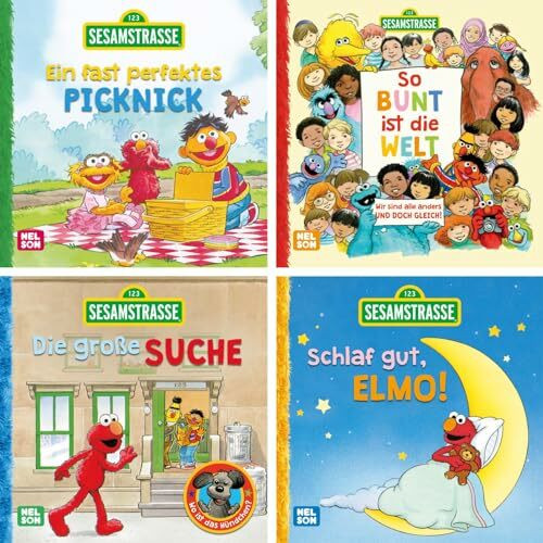 4er-Set Maxi-Mini 45: Sesamstraße: 4 Vorlesegeschichten mit den beliebten Figuren aus der Sesamstraße | Vorlesegeschichten ab 3 Jahren im Mitnahmeformat (Nelson Maxi-Mini: Maximaler Vorlesespaß!)