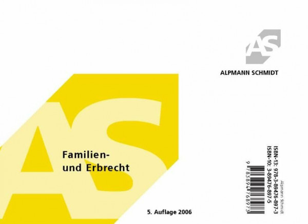 Familien- und Erbrecht. Karteikarten (Juristische Lehrgänge) (Alpmann-Cards / Karteikarten)