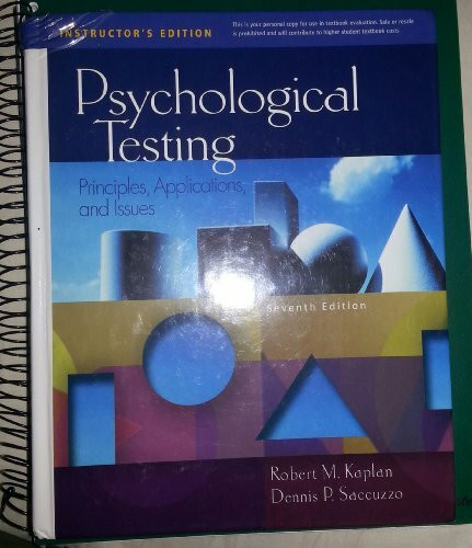 Wadsworth Pub Co Psychological Testing, Principles, Applications, And Issues