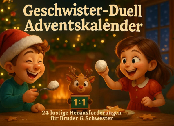 Geschwister-Duell – Adventskalender für Bruder und Schwester: 24 spannende Rätsel- & Spiel-Challenges für zwei | Jeden Tag ein Duell mit Köpfchen, Tempo und Spaß – perfekt für die Adventszeit