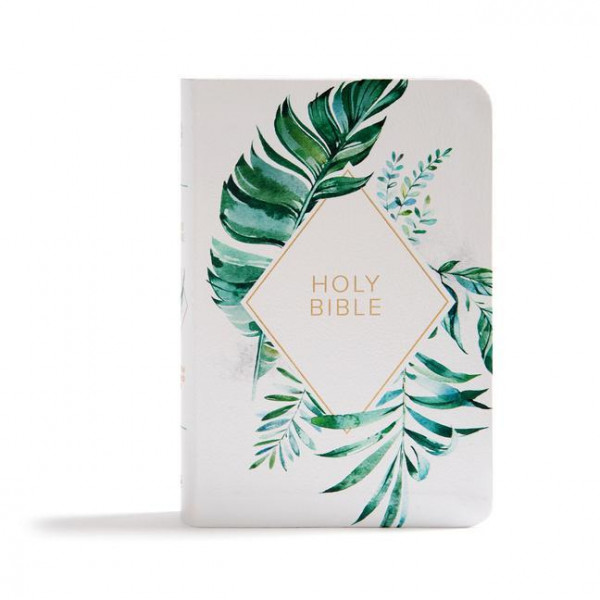 CSB On-The-Go Bible, White Floral Textured Leathertouch