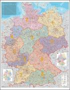 Deutschland Postleitzahlenkarte 1 : 750 000. Wandkarte Grossformat ohne Metallstäbe