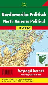Nordamerika physisch-politisch 1 : 8 000 000 metallbestäbt in Rolle
