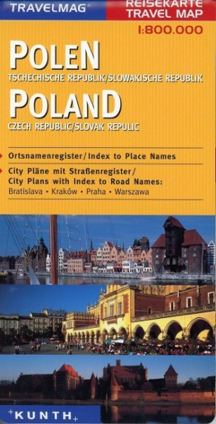 KUNTH Reisekarte Polen - Tschechische Republik - Slowakische Republik 1 : 800 000