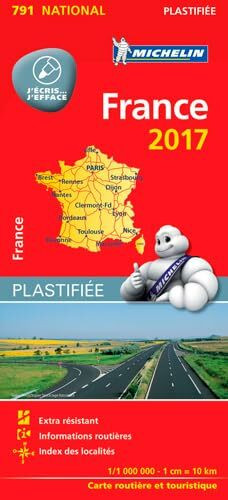 Michelin Frankreich 2017 (plastifiziert): Straßen- und Tourismuskarte 1:1.000.000 (MICHELIN Nationalkarten, Band 791)