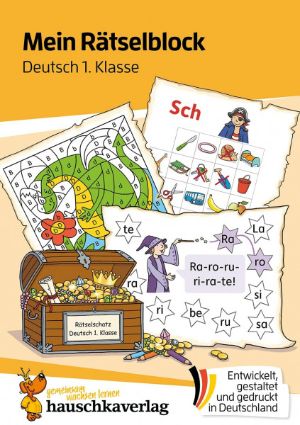 Mein Rätselblock Deutsch 1. Klasse: Rätsel für kluge Köpfe mit Lösungen - Förderung mit Freude (Das Rätselbuch für die Grundschule, Band 681)