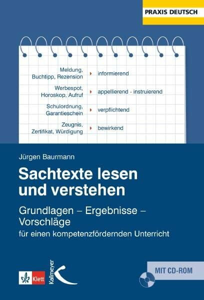 Sachtexte lesen und verstehen: Grundlagen – Ergebnisse – Vorschläge für einen kompetenzfördernden Unterricht: Analysen - Ergebnisse - Vorschläge für ... Unterricht (Praxis Deutsch)