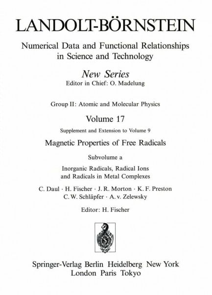 Inorganic Radicals, Radical Ions and Radicals in Metal Complexes / Anorganische Radikale, Radikalionen und Radikale in Metallkomplexen (Molecules and Radicals)