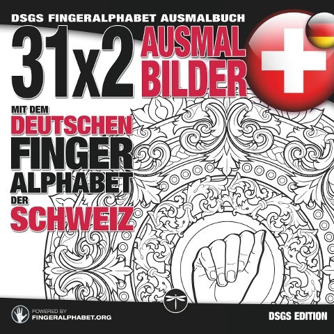 31x2 Ausmalbilder mit dem deutschen Fingeralphabet der Schweiz