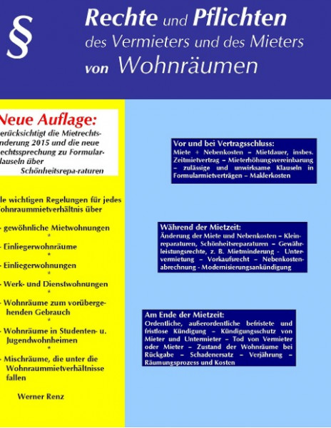 Rechte und Pflichten des Vermieters und des Mieters von Wohnräumen