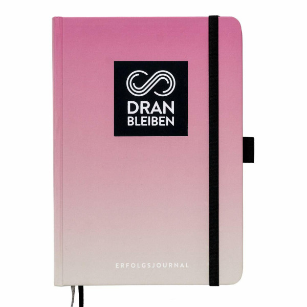 DRAN BLEIBEN Erfolgsjournal – für Ziele, Fokus, Selbstreflexion, Achtsamkeit & persönliche Entwicklung – DIN A5 (Startversion, Beachy Rosé)