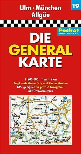 Die Generalkarte Pocket Ulm, München, Allgäu 1:200 000