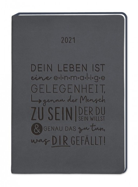 Terminplaner Lederlook A5 "Schwarz" 2021