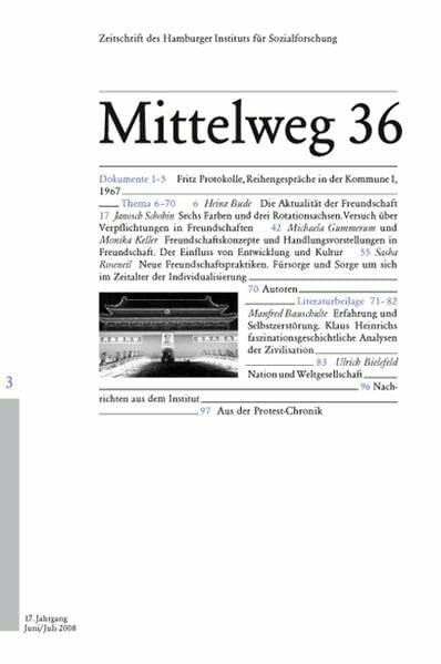 Freundschaft. Mittelweg 36, Zeitschrift des Hamburger Instituts für Sozialforschung, Heft 3/2008