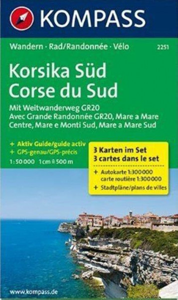 Korsika Süd - Corse du Sud - Weitwanderweg GR20: Wanderkarten-Set mit Aktiv Guide. GPS-genau. 1:50000 (KOMPASS Wanderkarte, Band 2251)