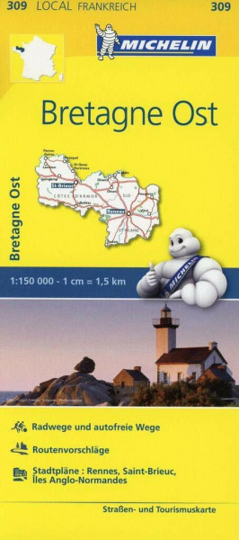 Michelin Bretagne Ost: Straßen- und Tourismuskarte 1:150.000; Auflage 2017 (MICHELIN Localkarten)