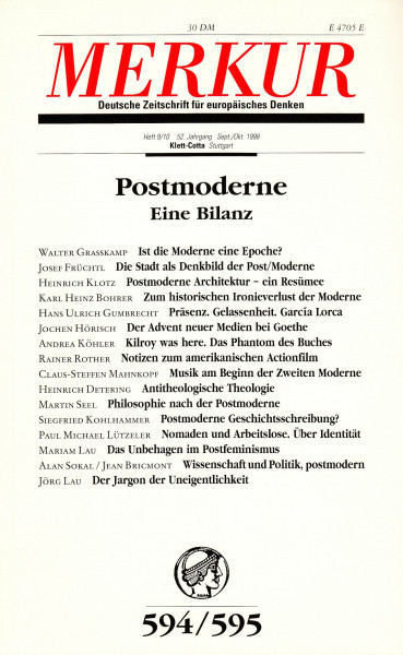 Merkur. Deutsche Zeitschrift für europäisches Denken 594/595. Sonderheft 1998: Postmoderne. Eine Bilanz