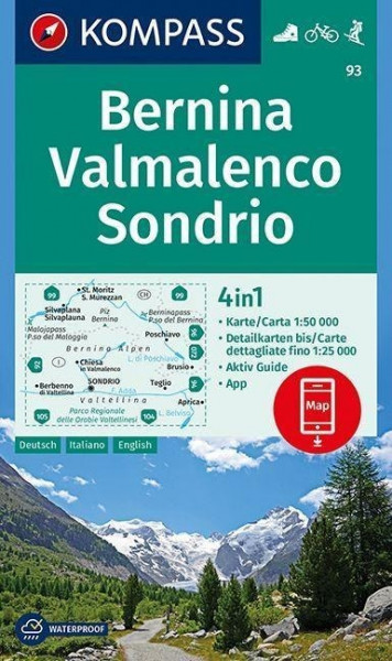 KOMPASS Wanderkarte Bernina, Valmalenco, Sondrio 1:50 000