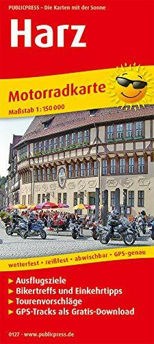 Harz: Motorradkarte mit Ausflugszielen, Einkehr- & Freizeittipps und Tourenvorschlägen, wetterfest, reissfest, abwischbar, GPS-genau. 1:150000 (Motorradkarte: MK)