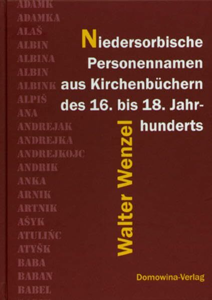 Niedersorbische Personennamen aus Kirchenbüchern des 16. bis 18. Jahrhundert Niedersorbische Personennamen aus Kirchenbüchern des 16. bis 18. Jahrhundert