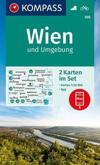 KOMPASS Wanderkarten-Set 205 Wien und Umgebung (2 Karten) 1:50.000