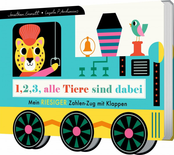 1, 2, 3, alle Tiere sind dabei: Mein riesiger Zahlen-Zug mit Klappen | Ausziehbarer Spielzug mit Rädern und den Zahlen von 1-10