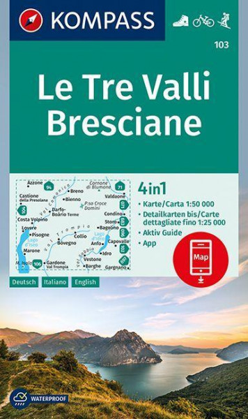 KOMPASS Wanderkarte Le Tre Valli Bresciane 1:50 000