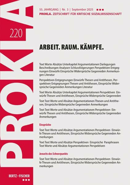 Arbeit. Raum. Kämpfe.: PROKLA 220 / 55. Jg., Heft 3, Sept. 2025 (PROKLA. Zeitschrift für kritische Sozialwissenschaft)