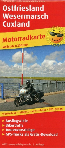 Motorradkarte Ostfriesland - Wesermarsch - Cuxland 1:200 000