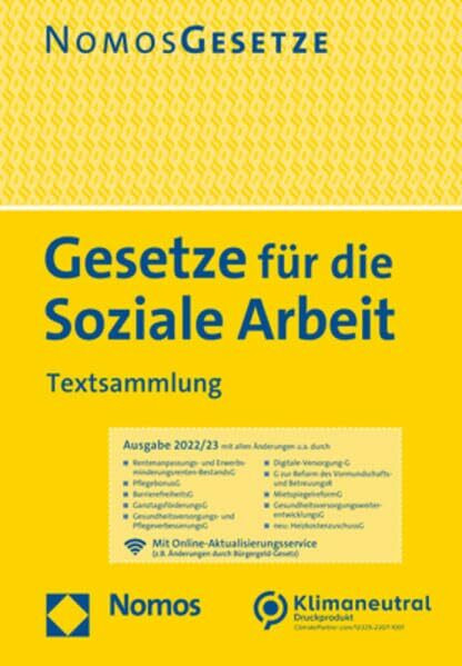 Gesetze für die Soziale Arbeit: Textsammlung - Rechtsstand: 15. August 2022 (BGBl. I Nr. 29)