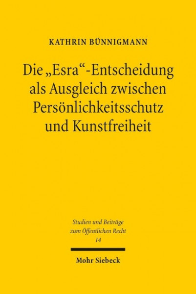 Die "Esra"-Entscheidung als Ausgleich zwischen Persönlichkeitsschutz und Kunstfreiheit