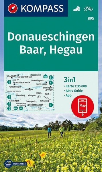 KOMPASS Wanderkarte Donaueschingen, Baar, Hegau 1:35 000