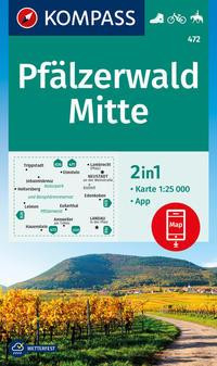 KOMPASS Wanderkarte 472 Pfälzerwald Mitte 1:25.000