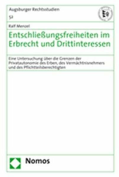 Entschließungsfreiheiten im Erbrecht und Drittinteressen: Eine Untersuchung über die Grenzen der Privatautonomie des Erben, des Vermächtnisnehmers und des Pflichtteilsberechtigten