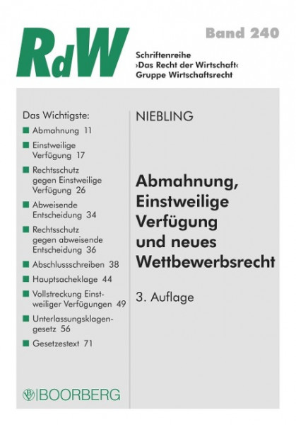 Abmahnung, Einstweilige Verfügung und neues Wettbewerbsrecht