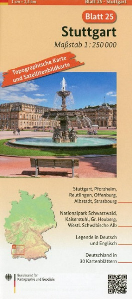 Stuttgart Umgebungskarte mit Satellitenbild 1:250.000