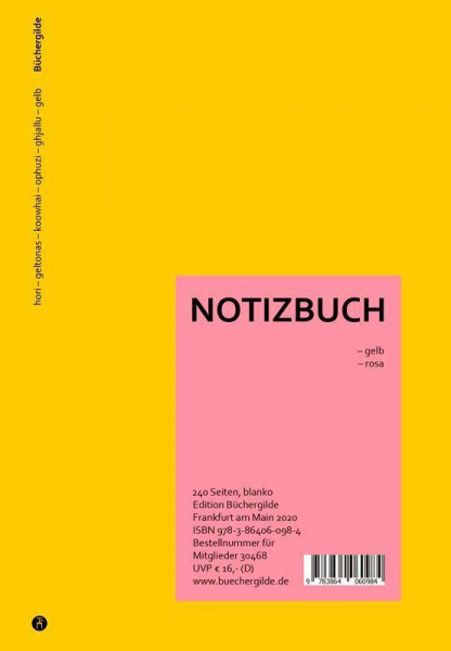 Wende-Notizbuch gelb-rosa