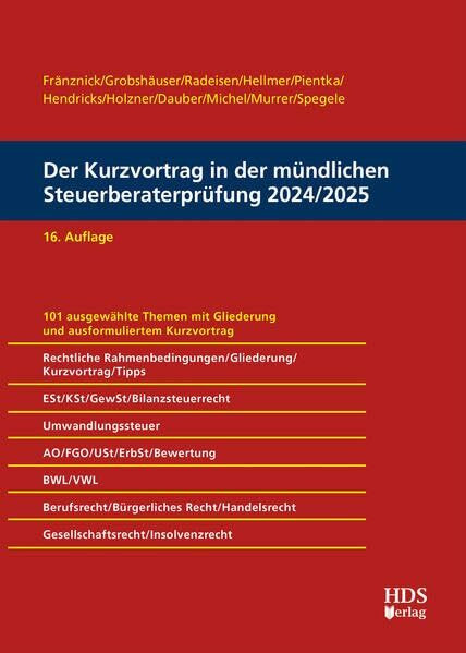 Der Kurzvortrag in der mündlichen Steuerberaterprüfung 2024/2025