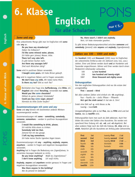 PONS Englisch auf einen Blick: 6. Klasse
