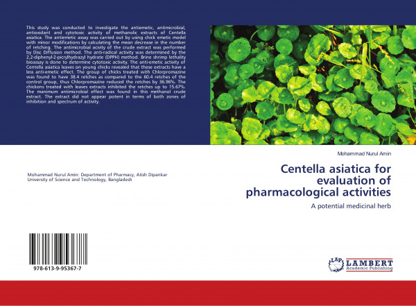 Centella asiatica for evaluation of pharmacological activities